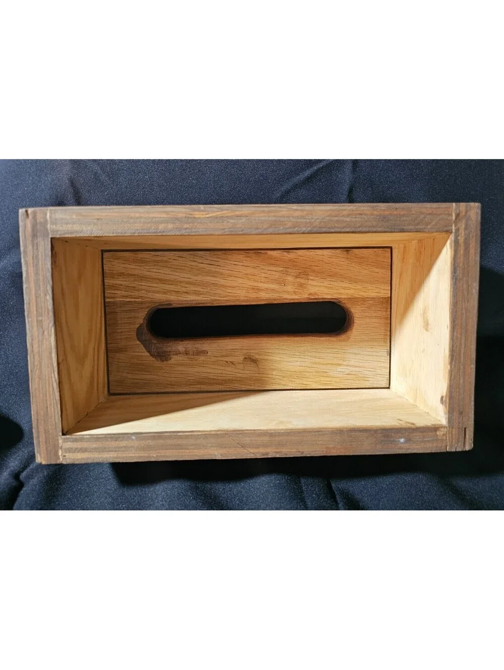 Vintage Heavy Wood Tissue Box Cover Rustic Country Decor Rectangular 11.5X4.5